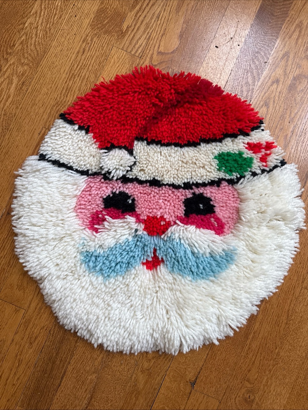 Plush Santa Face Shag Accent Rug - Red, White, Pink, Blue, Green